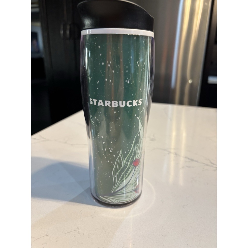 Starbucks Coffee 2020 Green Christmas Tree Red Holly Berry 16 oz Tumbler Mug Cup